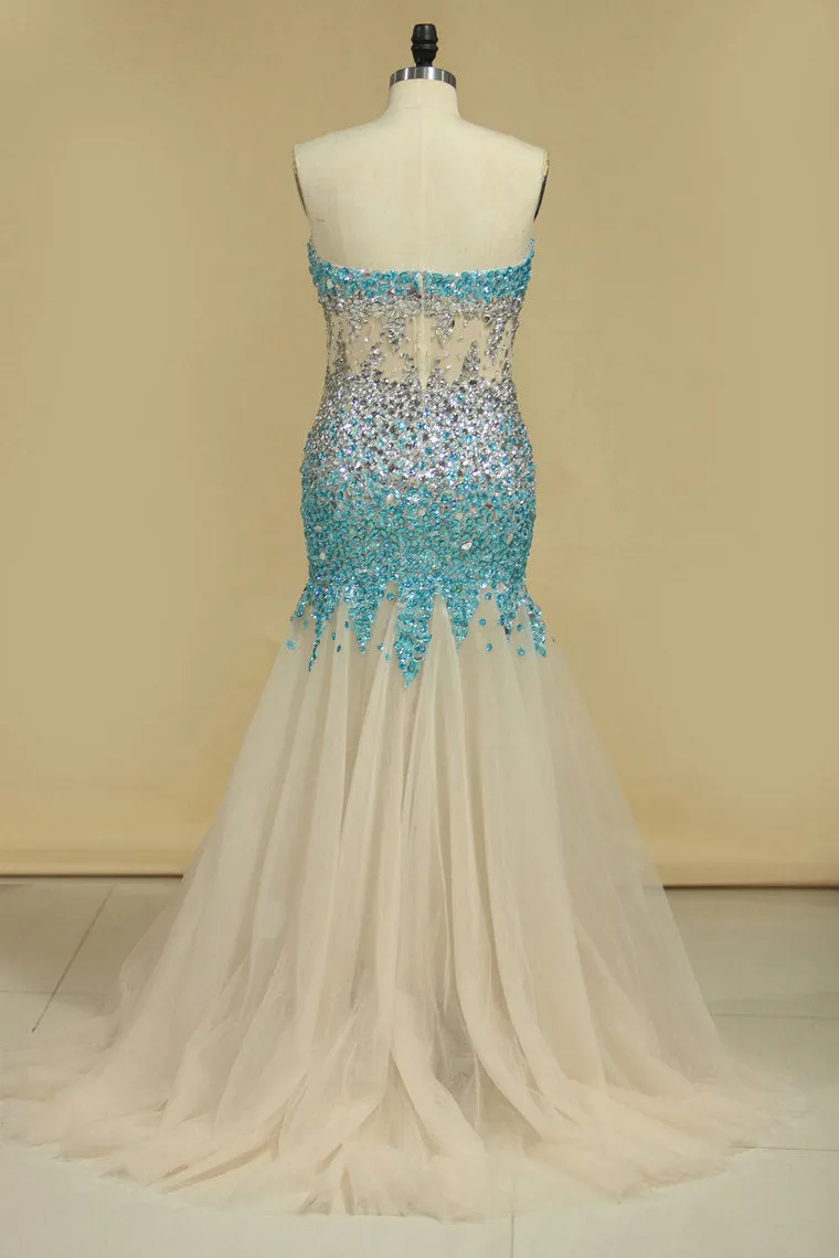 2024 Sweetheart Prom Dresses Mermaid With Beading Tulle