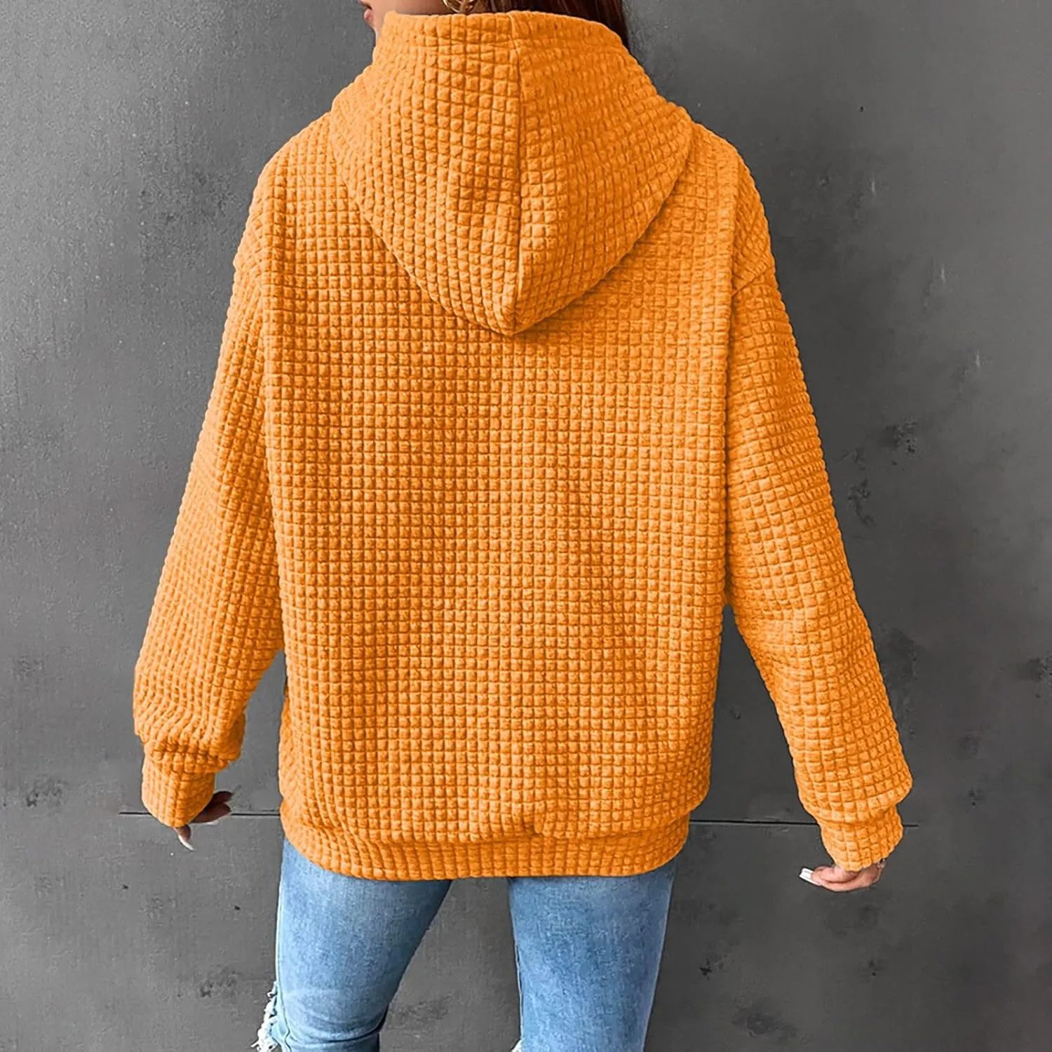 aihihe Women's Lightweight Waffle Hoodies 2023 Fall Casual Sweatshirt Trendy Dressy Drawstring Pullover Tops with Pockets