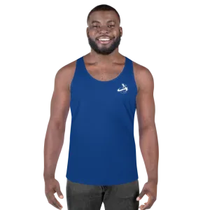 Athletic Apparatus Blue 2 White logo Unisex Tank Top