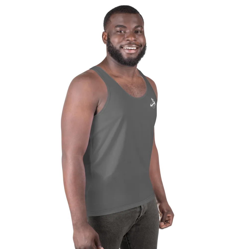 Athletic Apparatus Grey White logo Unisex Tank Top