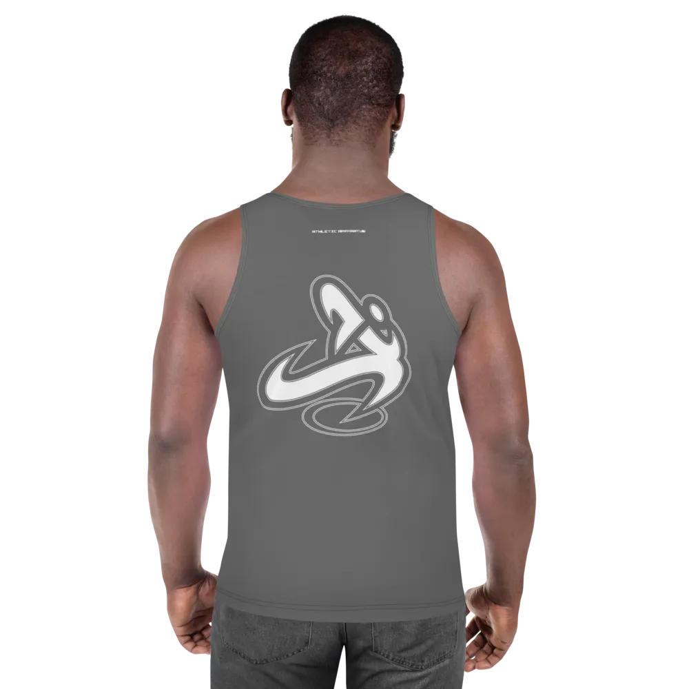 Athletic Apparatus Grey White logo Unisex Tank Top