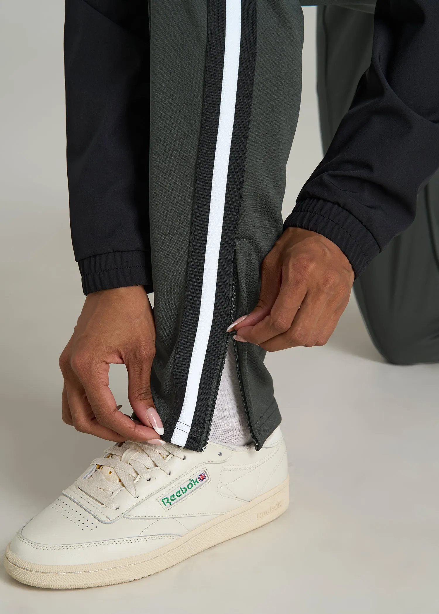 Athletic Stripe Pants for Tall Women in Pine Grove and Black