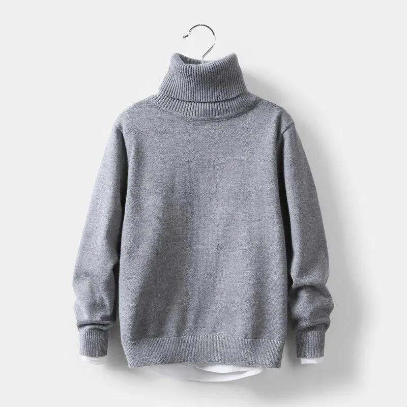 Autumn and winter high collar children's knitwear