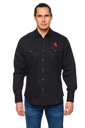 Avalon Men's Rodeo Embroidered Mex Solid Black Shirt