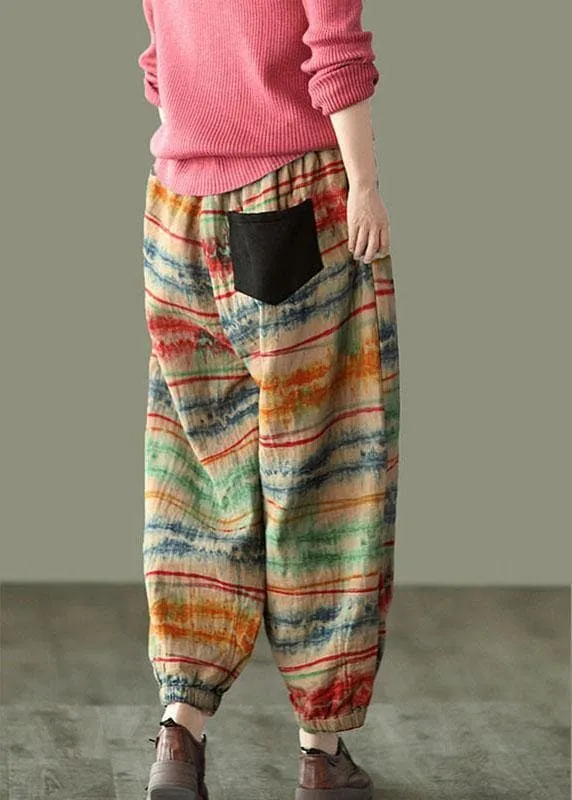 Beautiful Sunset Print Fall Linen Harem Pants-Limited Stock