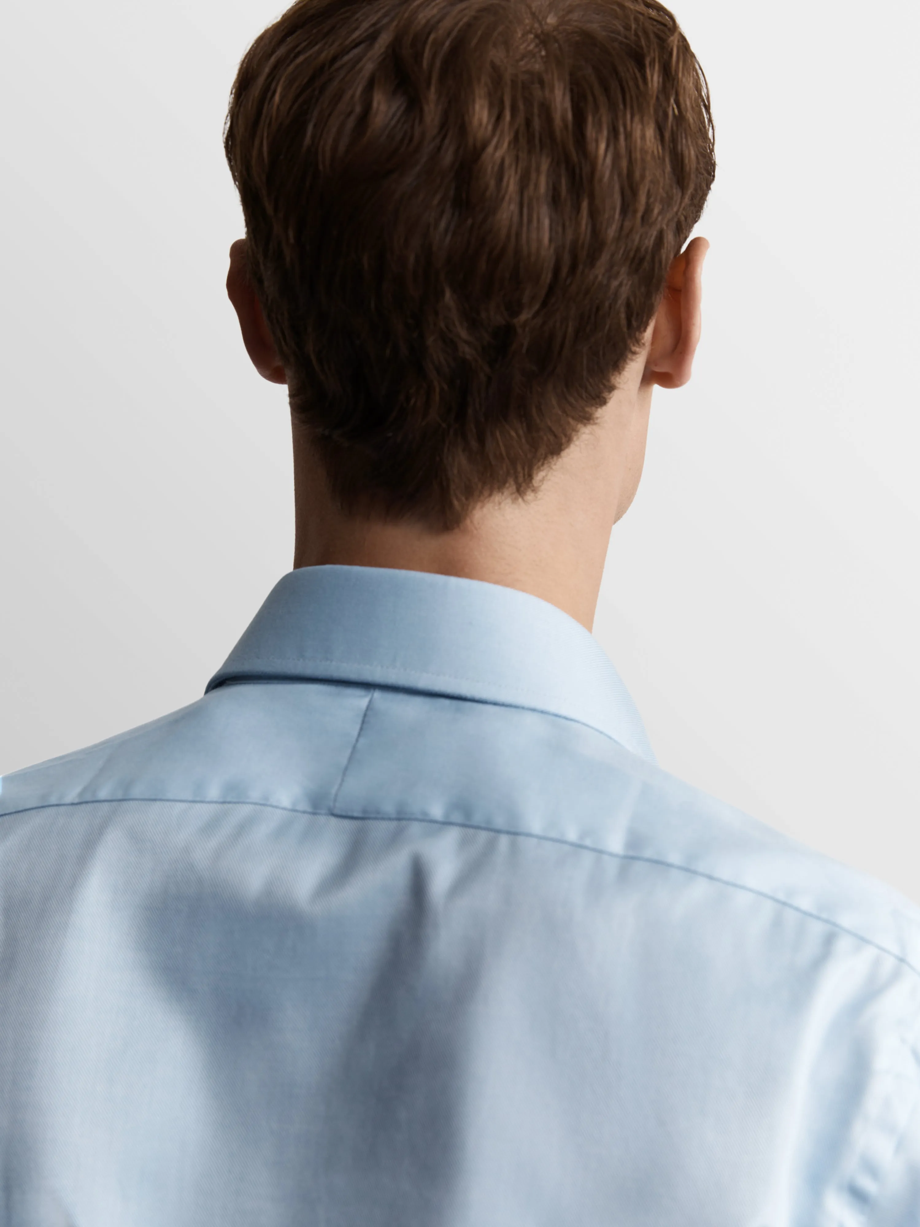Blue Bold Twill Slim Fit Double Cuff Cutaway Collar Shirt