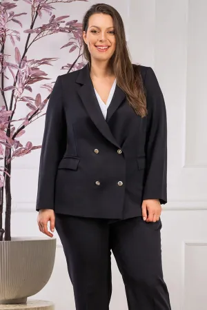 Chic Plus Size Double-Breasted Hugo Jacket with Elegant Touches