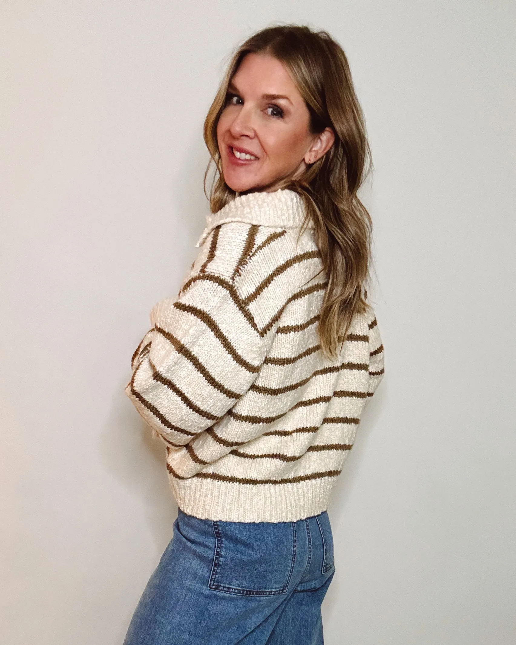 Collared Striped Cardigan