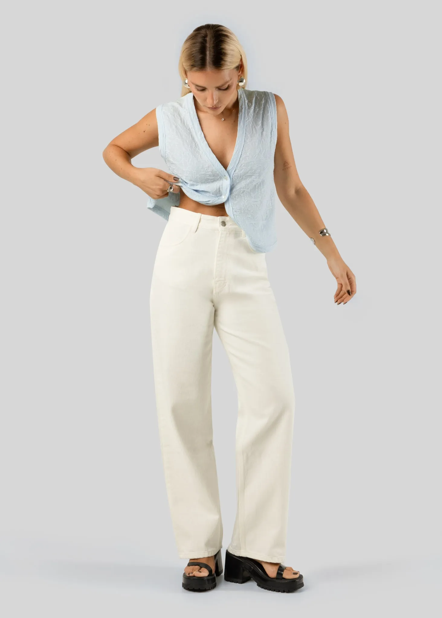 Damian Relaxed White Jeans