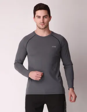 Fitinc Dryfit Stretchable Full Sleeves Grey Tshirt