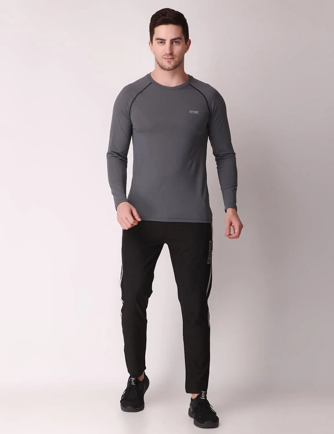 Fitinc Dryfit Stretchable Full Sleeves Grey Tshirt