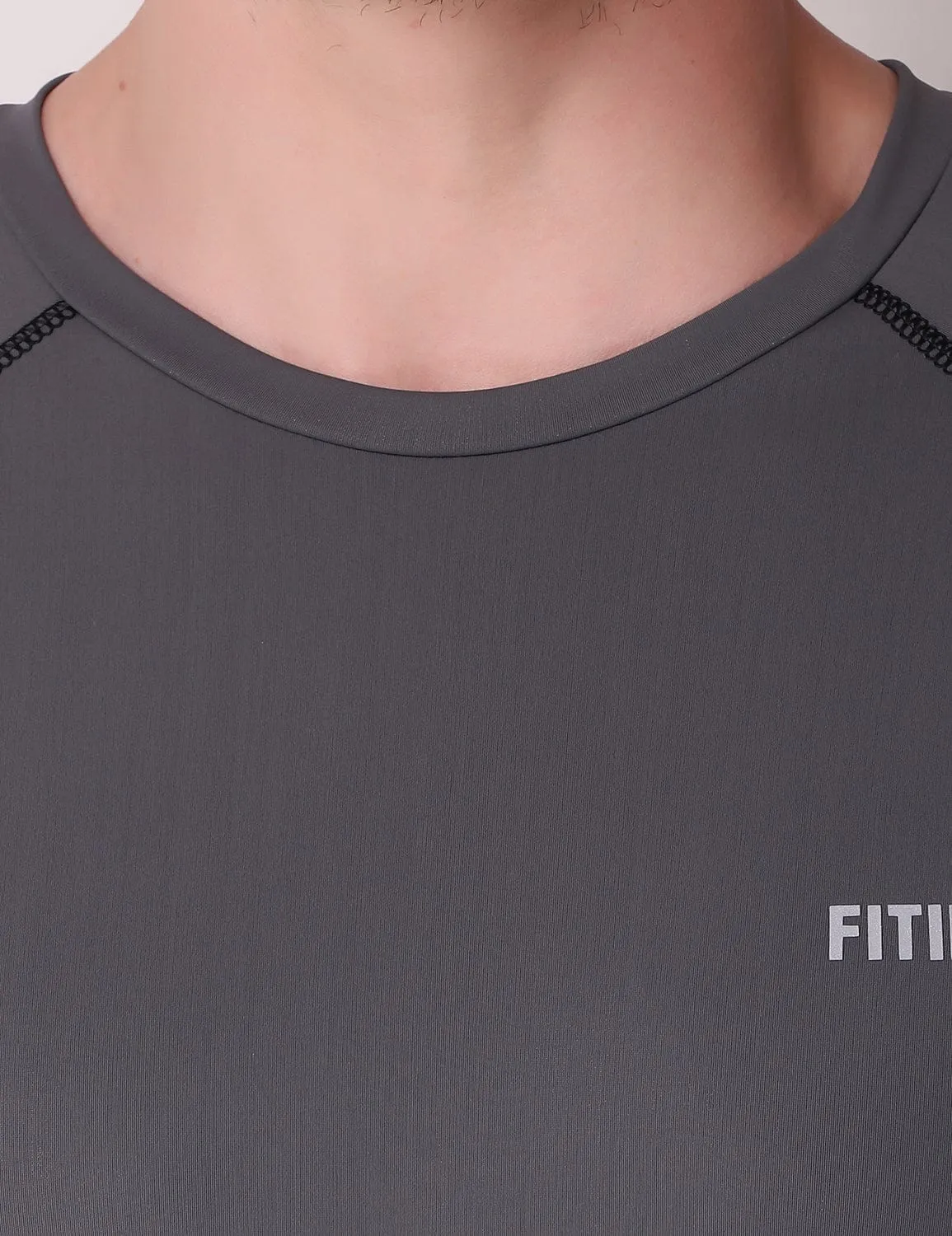 Fitinc Dryfit Stretchable Full Sleeves Grey Tshirt