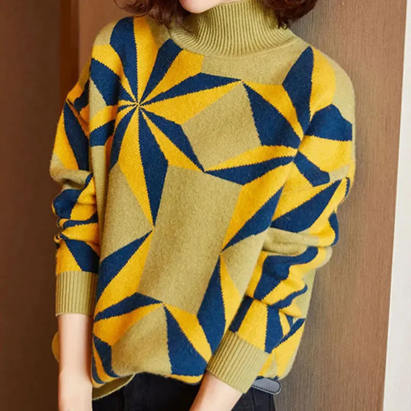 Geometric Design Women Warm Cozy Sweater - Ailime Designs
