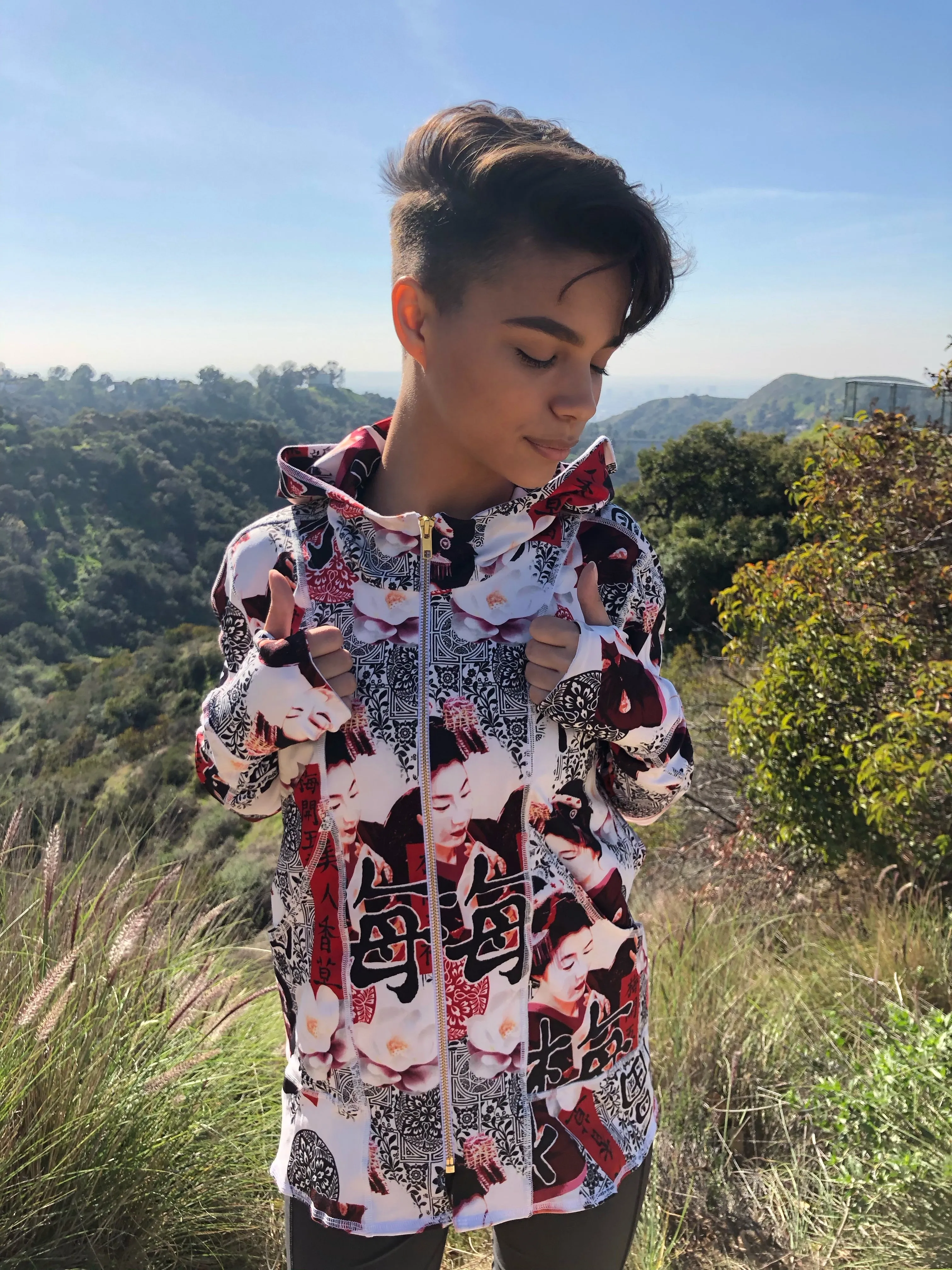 HOODIE MICROFIBER WHITE GEISHA