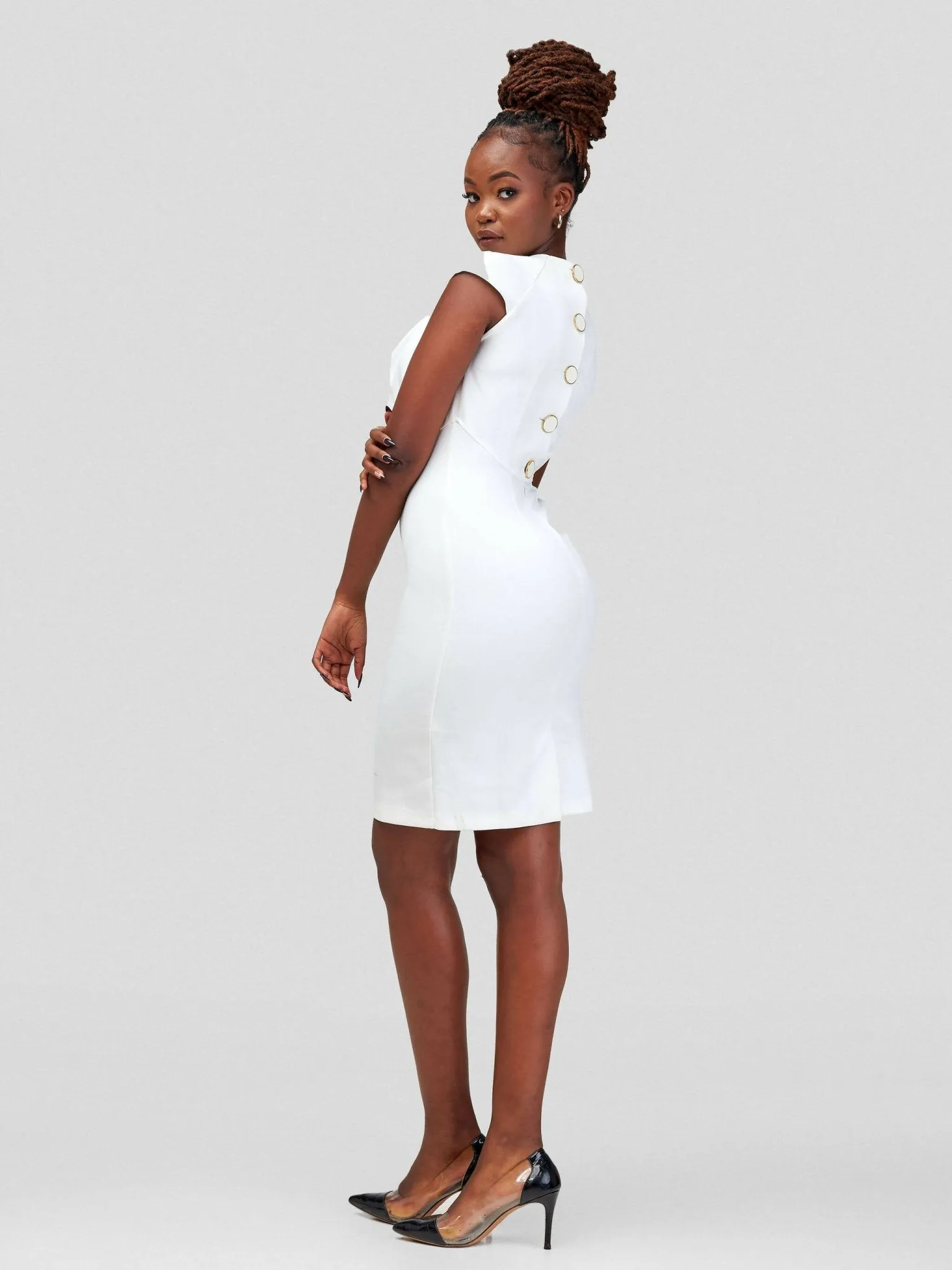Immaculate Chic Cowell Neck Dress - White
