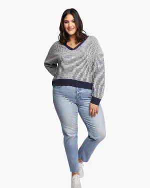 Jacinda Chunky Pullover | Navy Blue/White Stripe