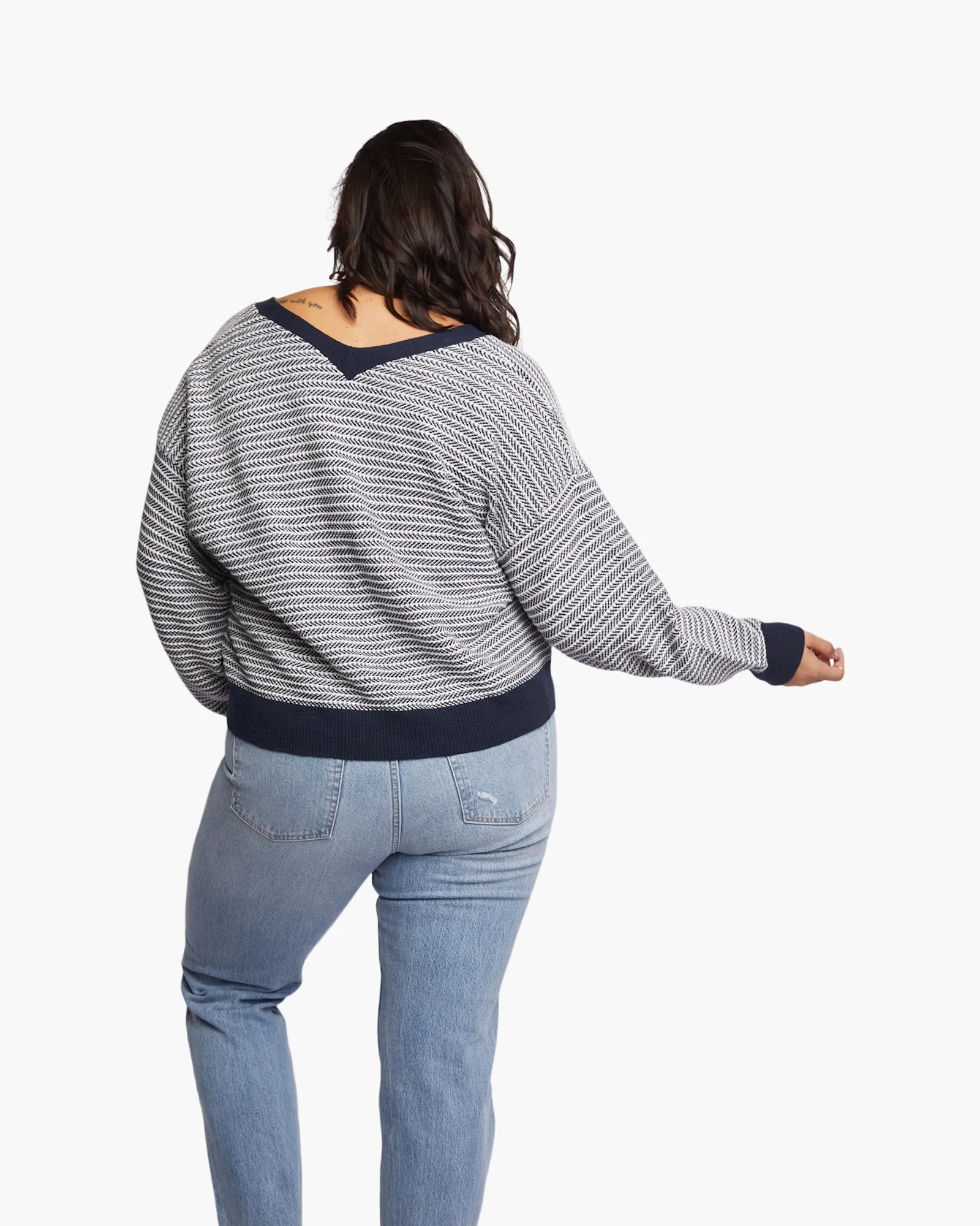 Jacinda Chunky Pullover | Navy Blue/White Stripe