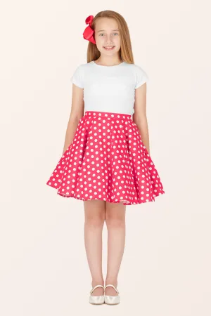 Kids Polka Dot Swing Skirt - Pink