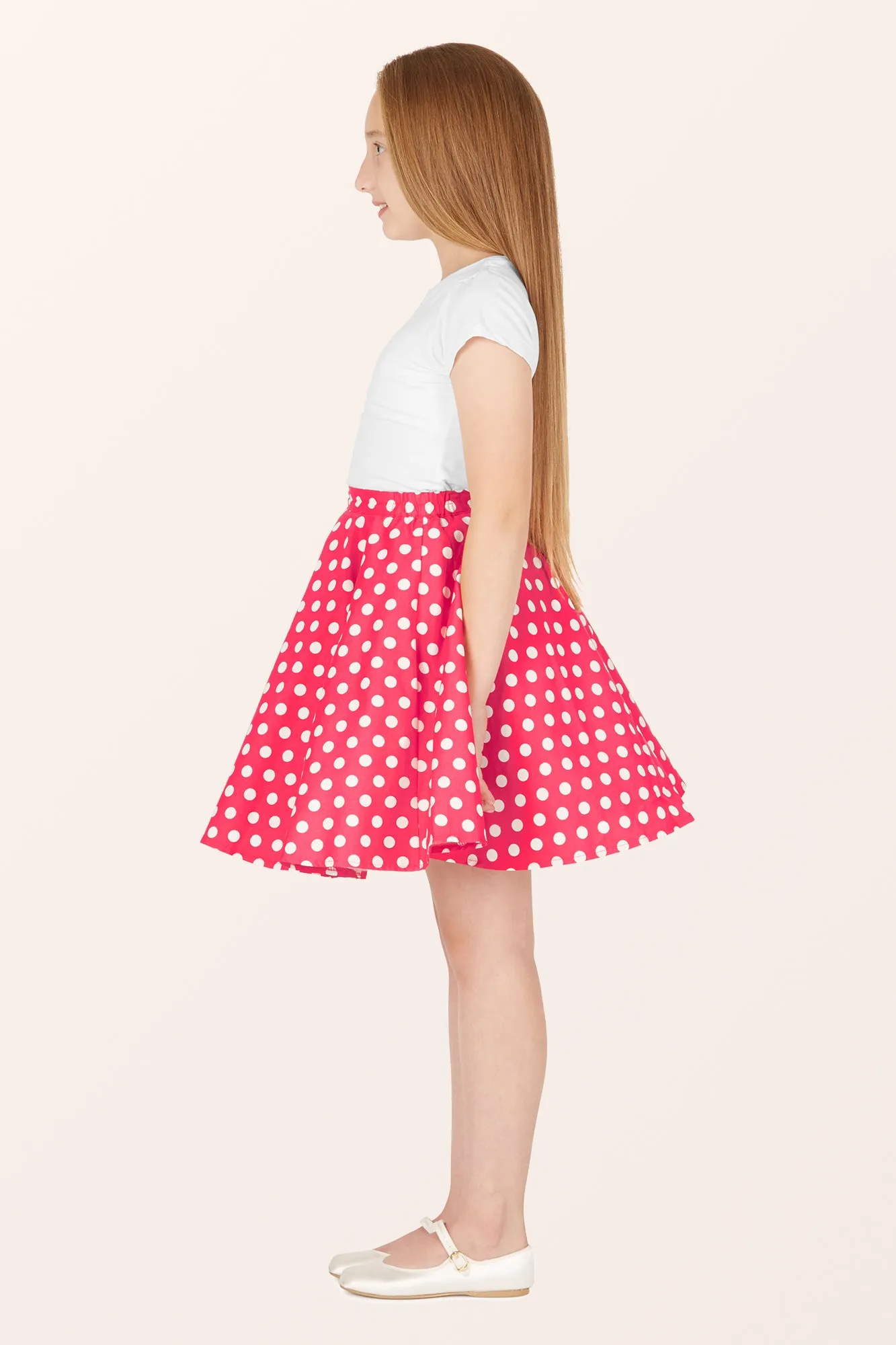 Kids Polka Dot Swing Skirt - Pink