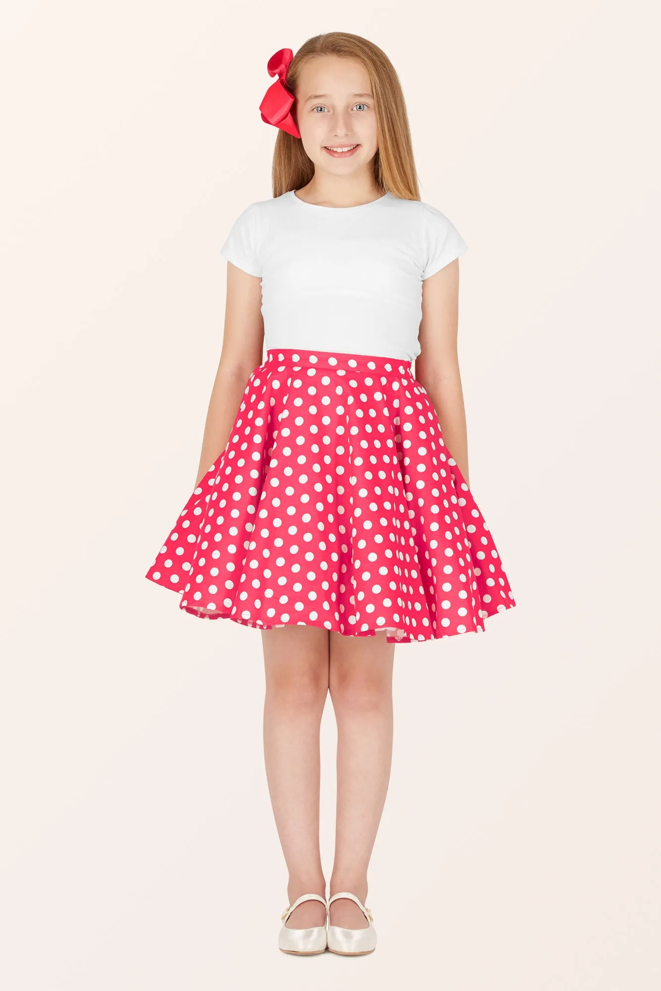 Kids Polka Dot Swing Skirt - Pink