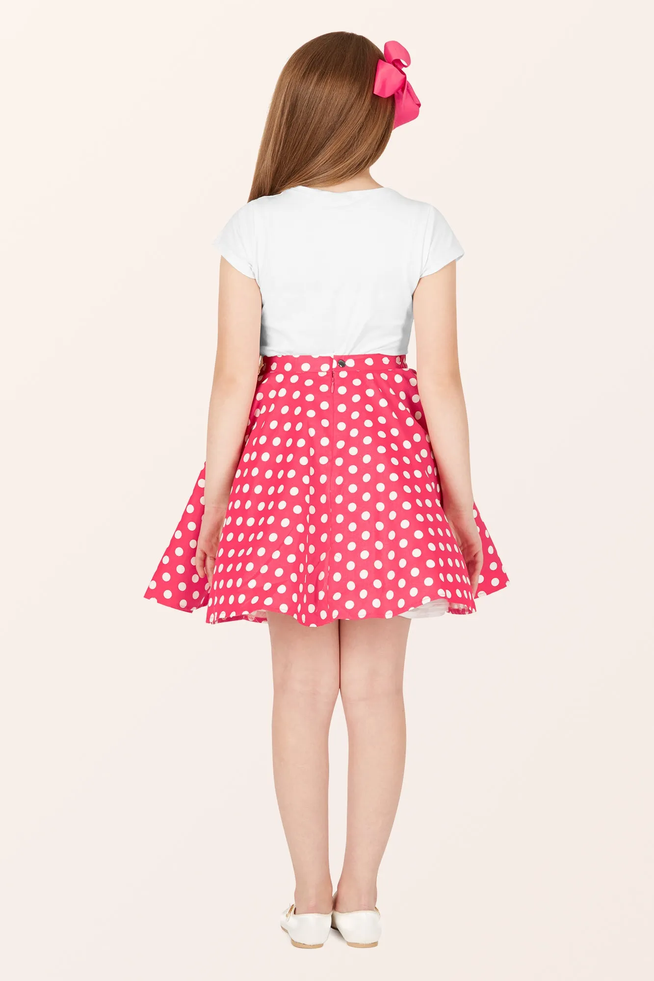 Kids Polka Dot Swing Skirt - Pink