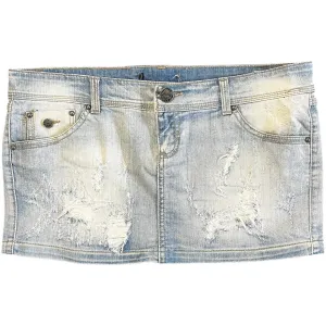 Light Wash Distress Mini Skirt (L)