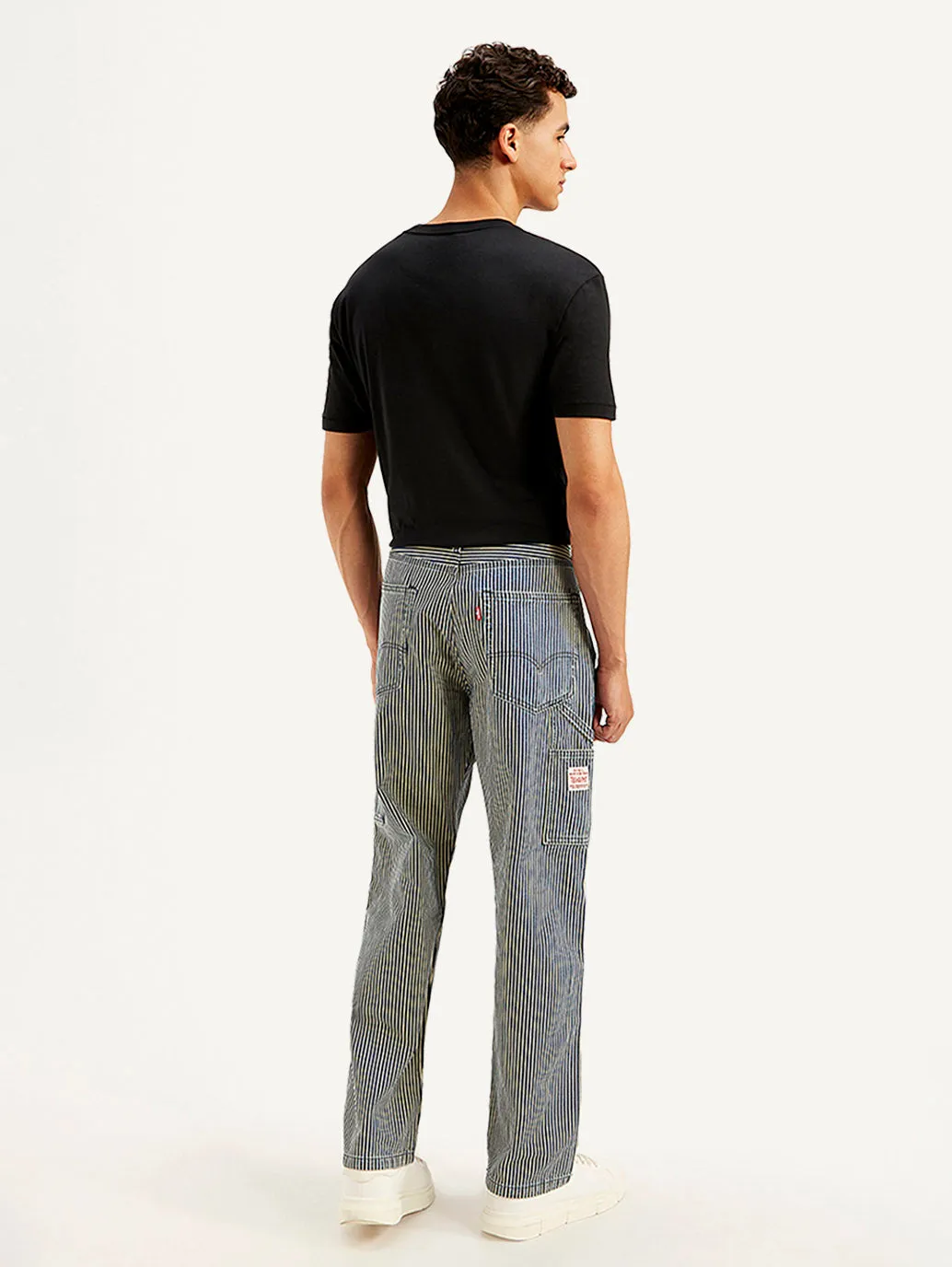 Men's 568 Black Loose Fit Pin Stripes Mid Rise Jeans