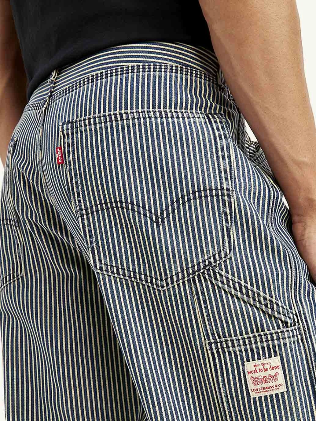 Men's 568 Black Loose Fit Pin Stripes Mid Rise Jeans