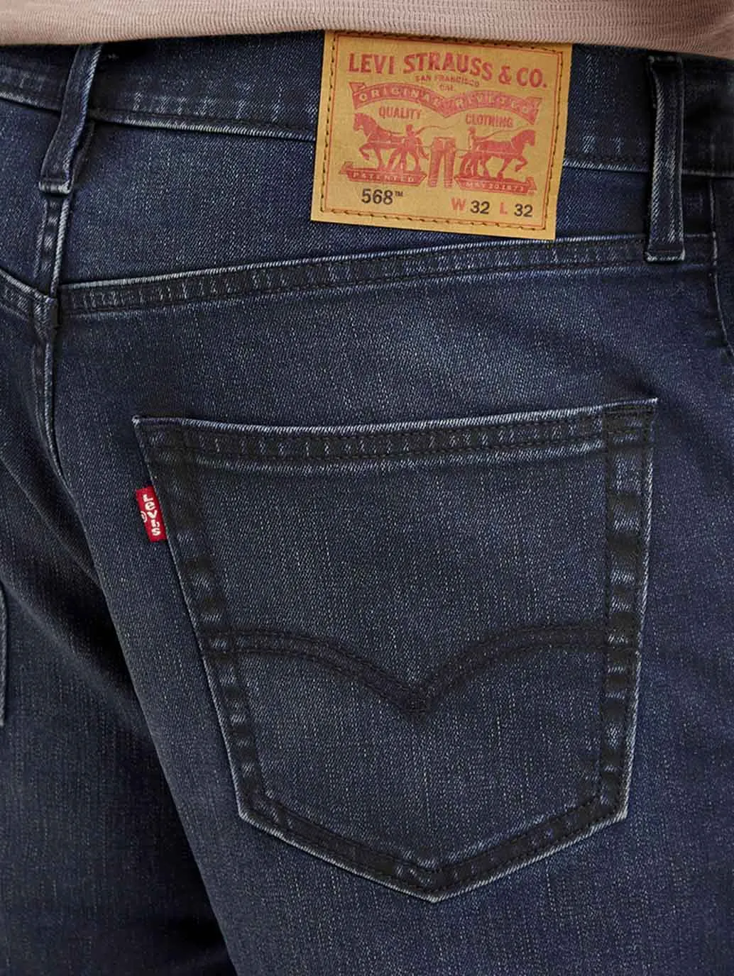 Men's 568 Navy Blue Loose Straight Mid Rise Jeans