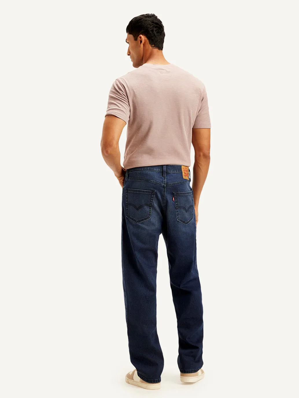 Men's 568 Navy Blue Loose Straight Mid Rise Jeans