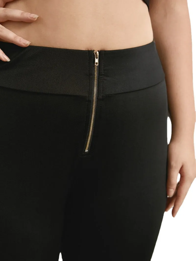Plus Size Zip Front Leggings