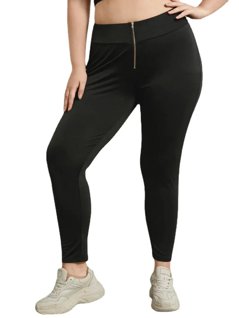 Plus Size Zip Front Leggings