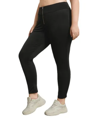 Plus Size Zip Front Leggings