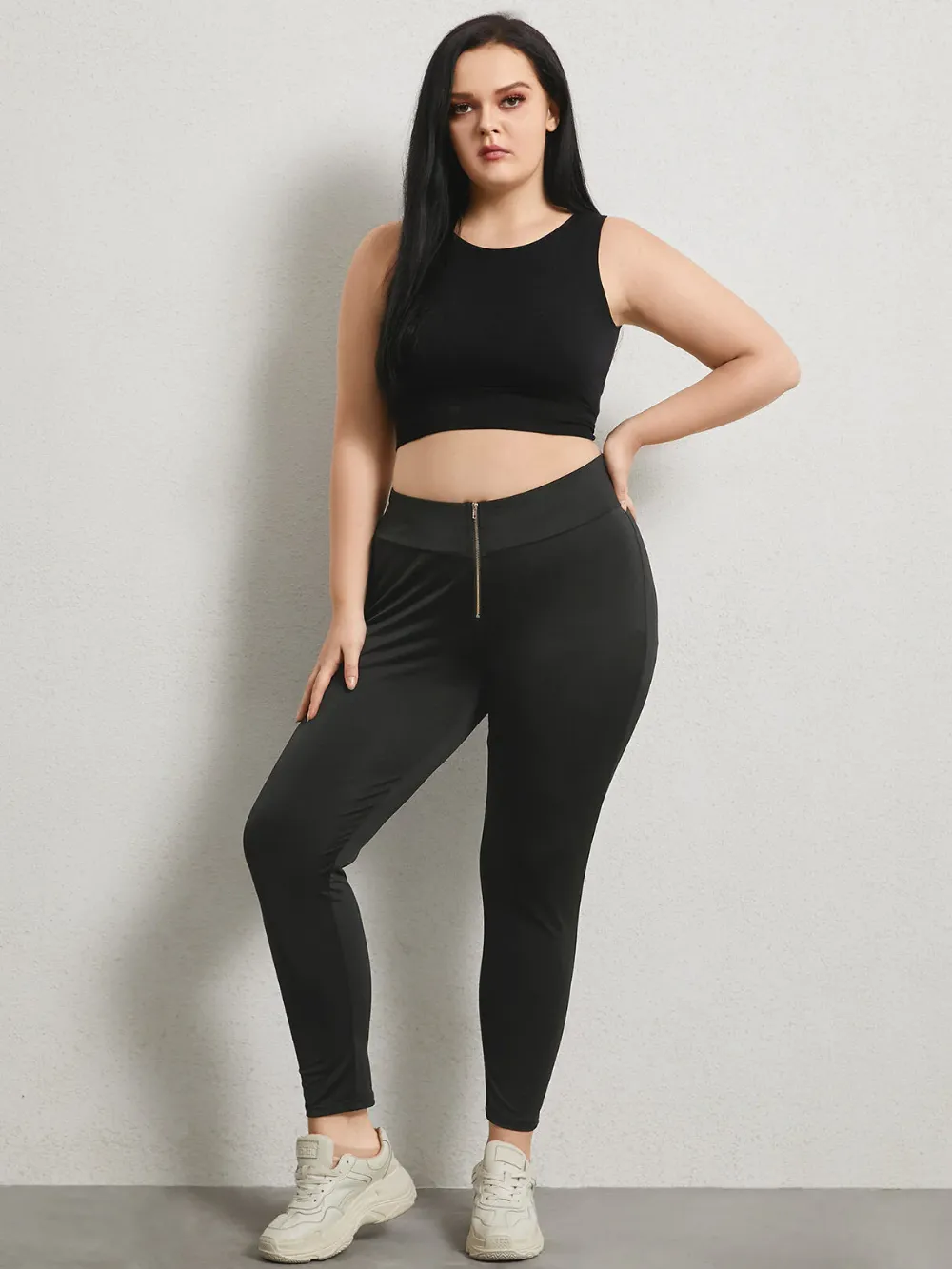 Plus Size Zip Front Leggings