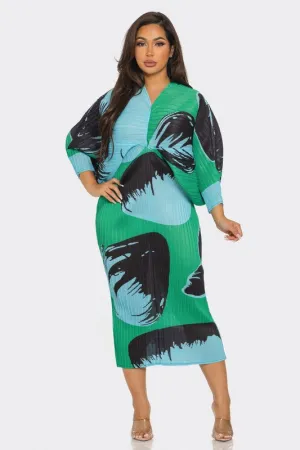 Printed Midi Dress (Green)