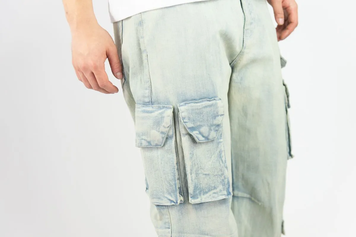 Relaxed Fit Multi Cargo Pocket Jeans | Rebel Minds