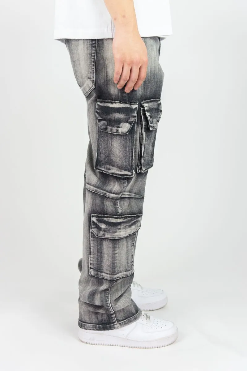 Relaxed Fit Multi Cargo Pocket Jeans | Rebel Minds