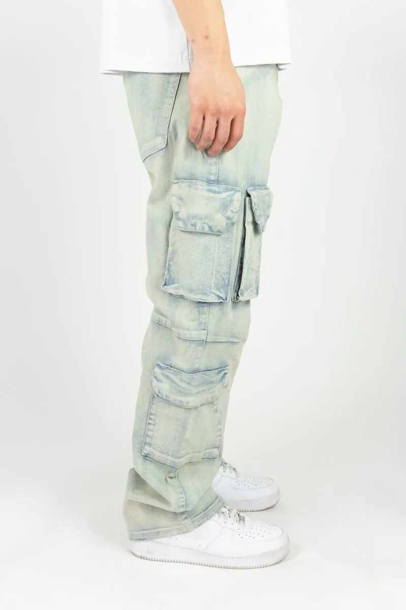 Relaxed Fit Multi Cargo Pocket Jeans | Rebel Minds