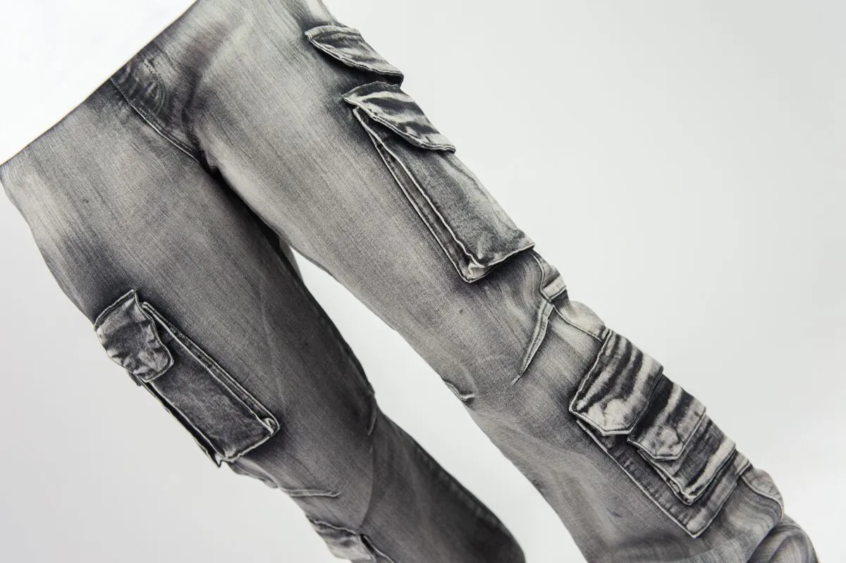 Relaxed Fit Multi Cargo Pocket Jeans | Rebel Minds
