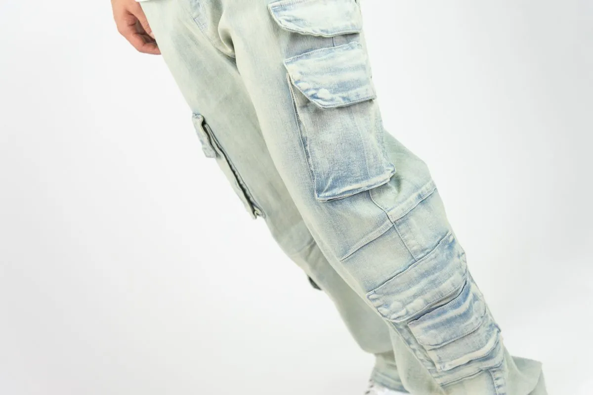 Relaxed Fit Multi Cargo Pocket Jeans | Rebel Minds