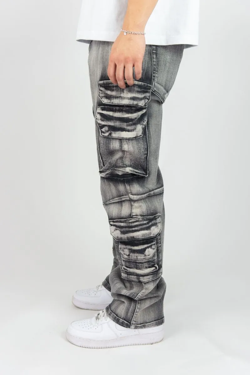 Relaxed Fit Multi Cargo Pocket Jeans | Rebel Minds