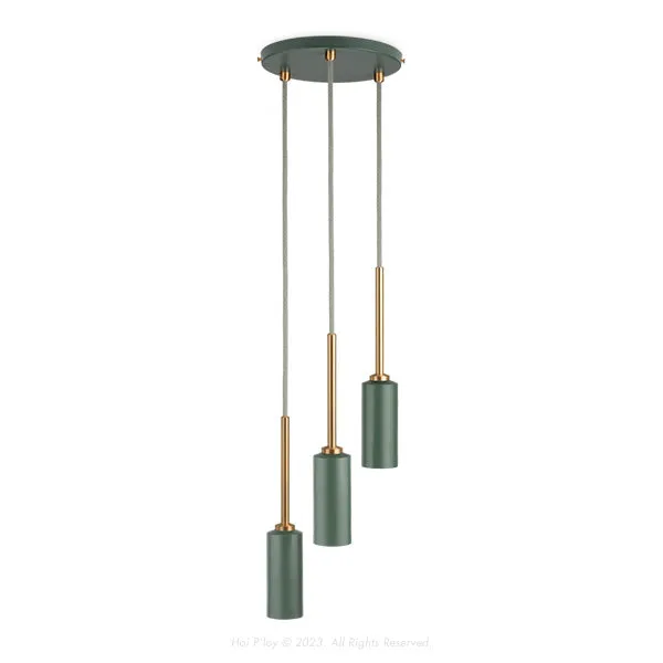 Signature Botany Green & Brass Triple Percy Pendant Light