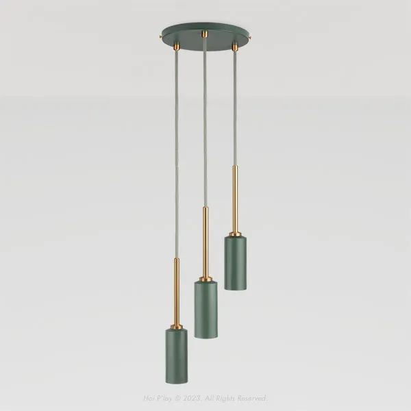 Signature Botany Green & Brass Triple Percy Pendant Light