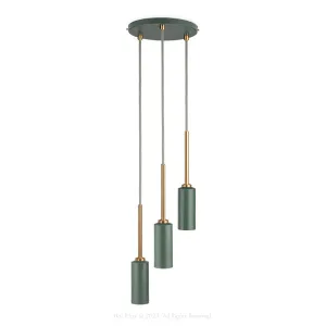 Signature Botany Green & Brass Triple Percy Pendant Light