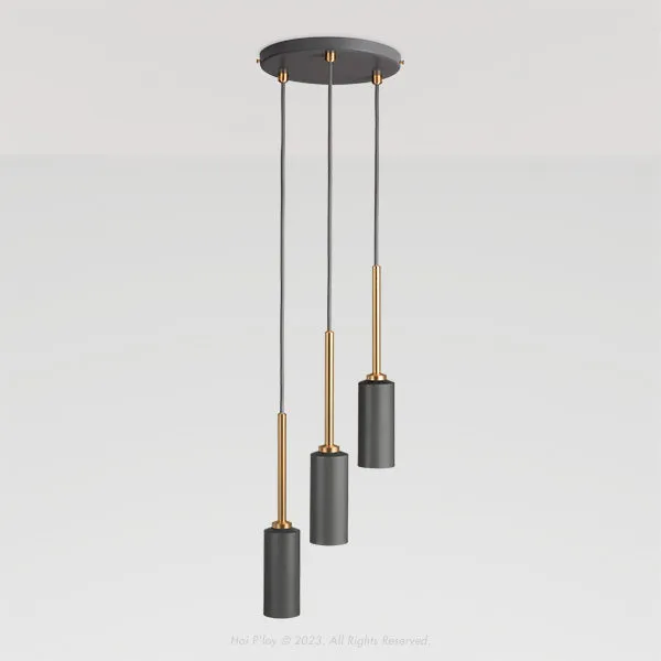 Signature Charcoal Grey & Brass Triple Percy Pendant Light