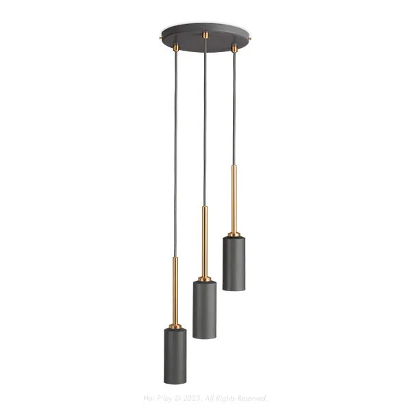 Signature Charcoal Grey & Brass Triple Percy Pendant Light