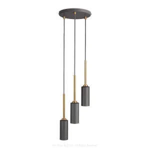 Signature Charcoal Grey & Brass Triple Percy Pendant Light
