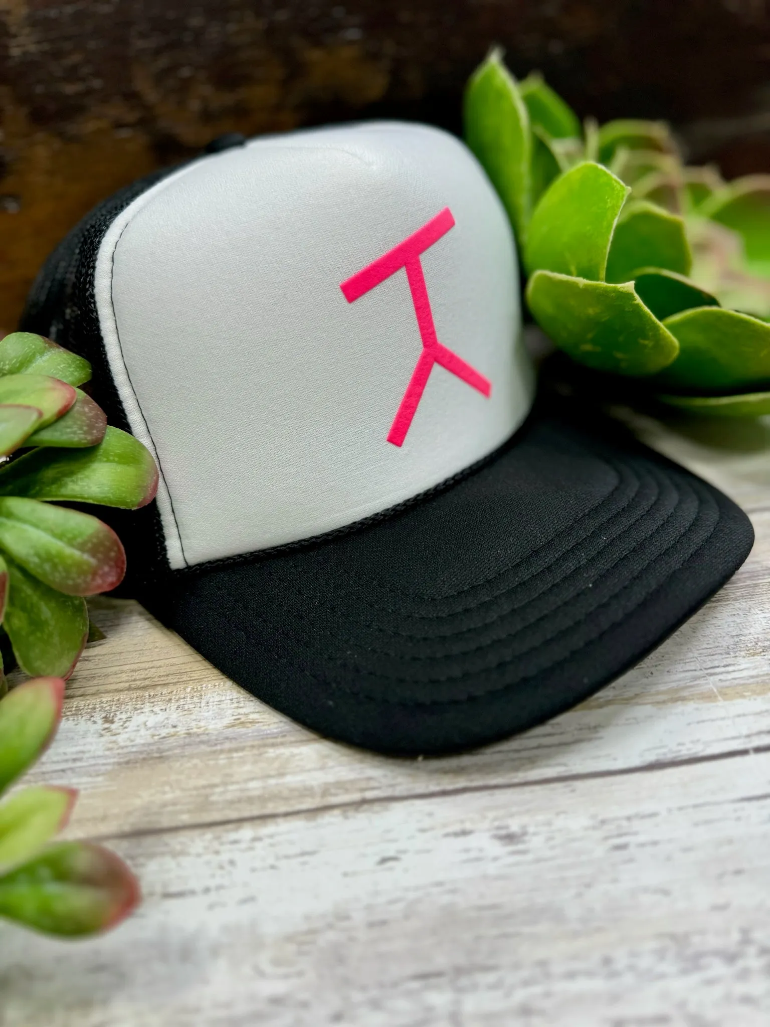 Slant Bar Brand Symbol Foam Trucker Cap in Puff
