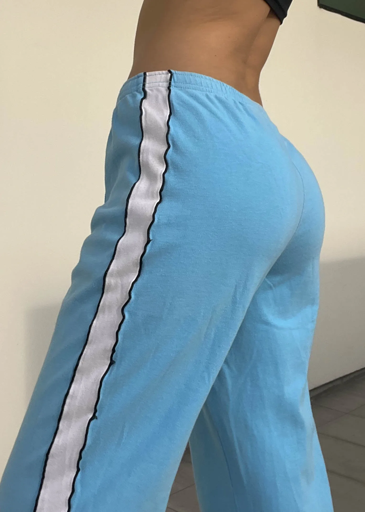 Sporty Stripe Blue Drawstring Pants (S)
