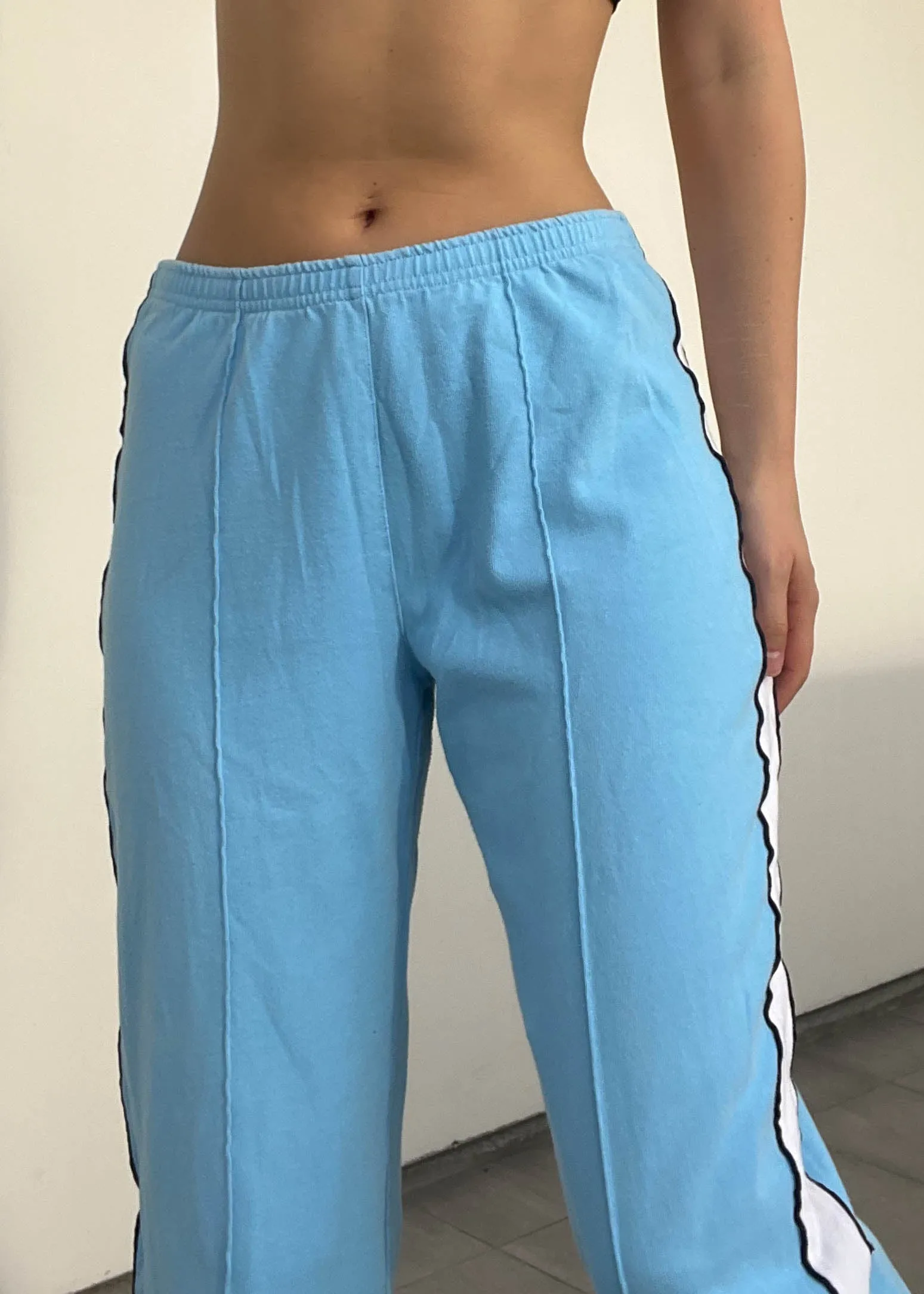 Sporty Stripe Blue Drawstring Pants (S)